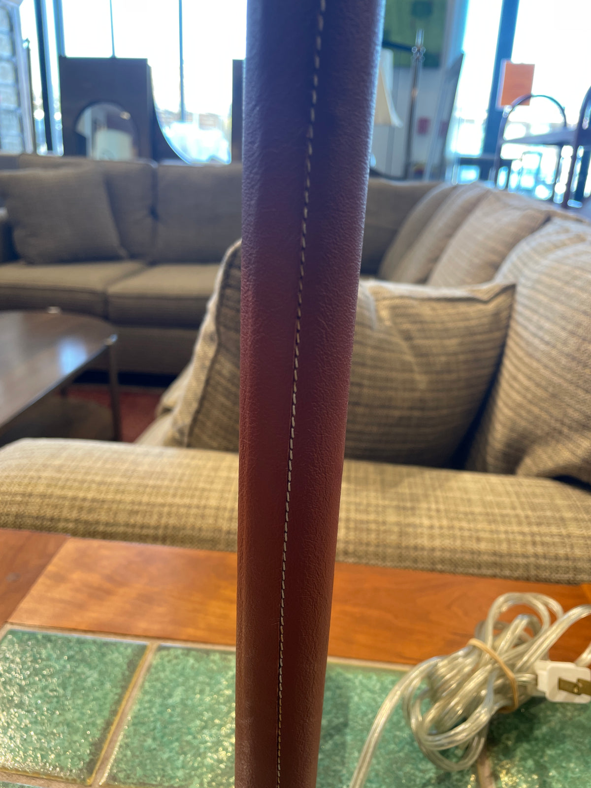 Nessen Leather Wrapped Table Lamp with Chrome Base (01B01R)