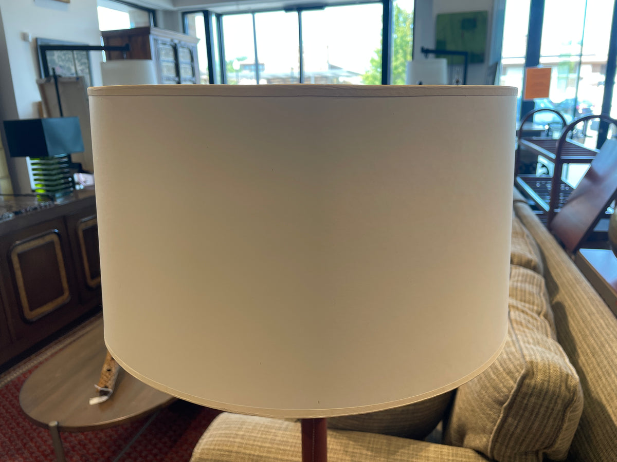 Nessen Leather Wrapped Table Lamp with Chrome Base (01B01R)