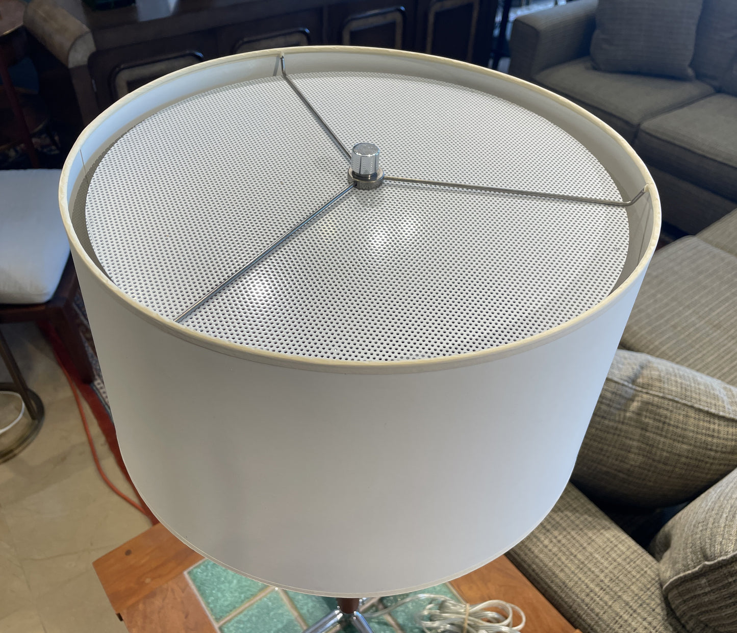 Nessen Leather Wrapped Table Lamp with Chrome Base (01B01R)