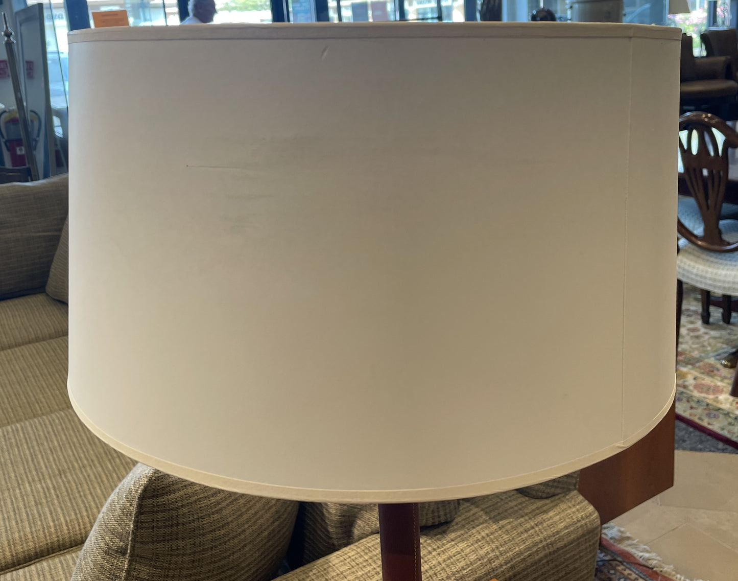 Nessen Leather Wrapped Table Lamp with Chrome Base (01B01R)
