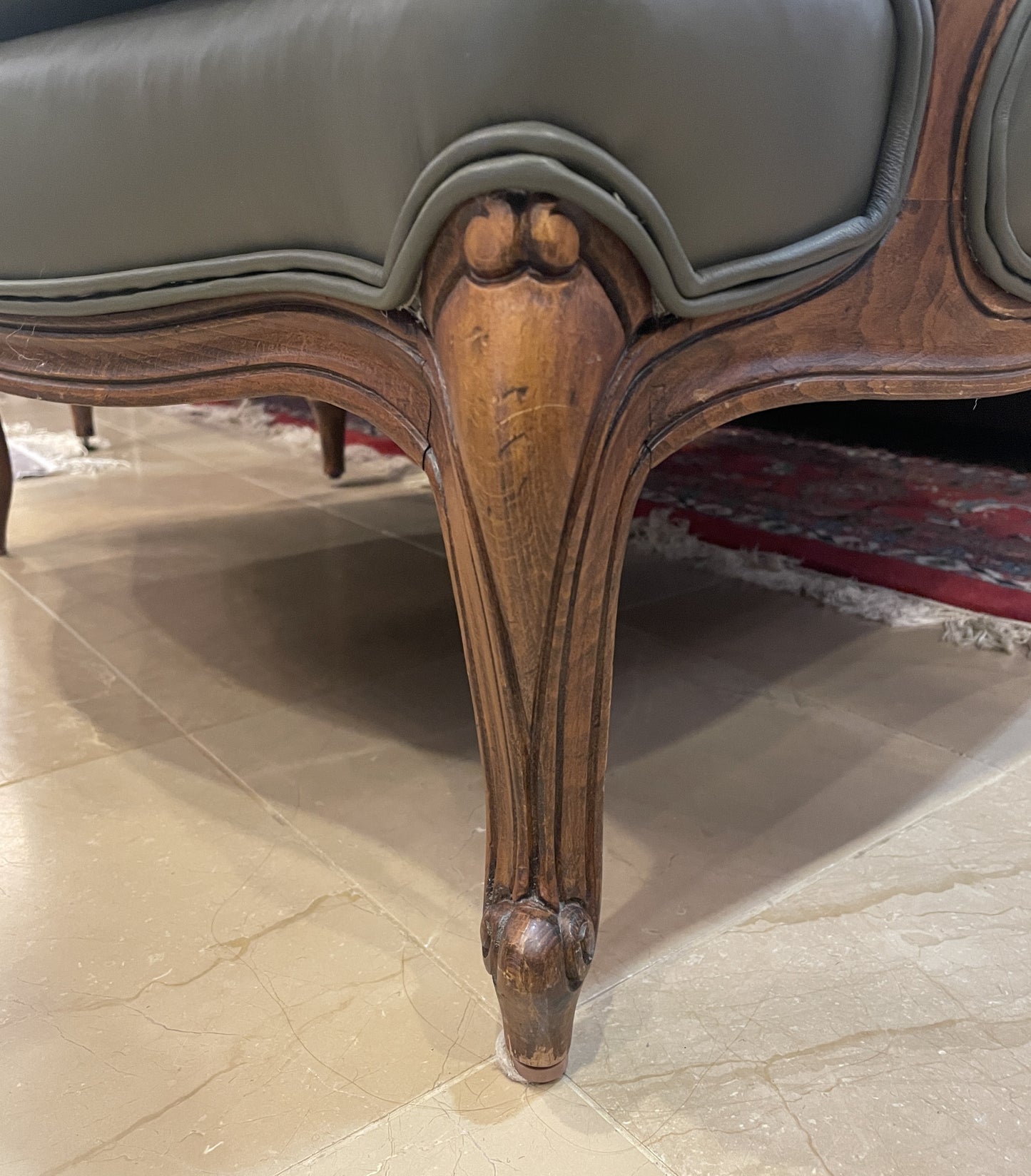 Ethan Allen Versailles Leather Bergère Chair (Two Available) (0HS002)