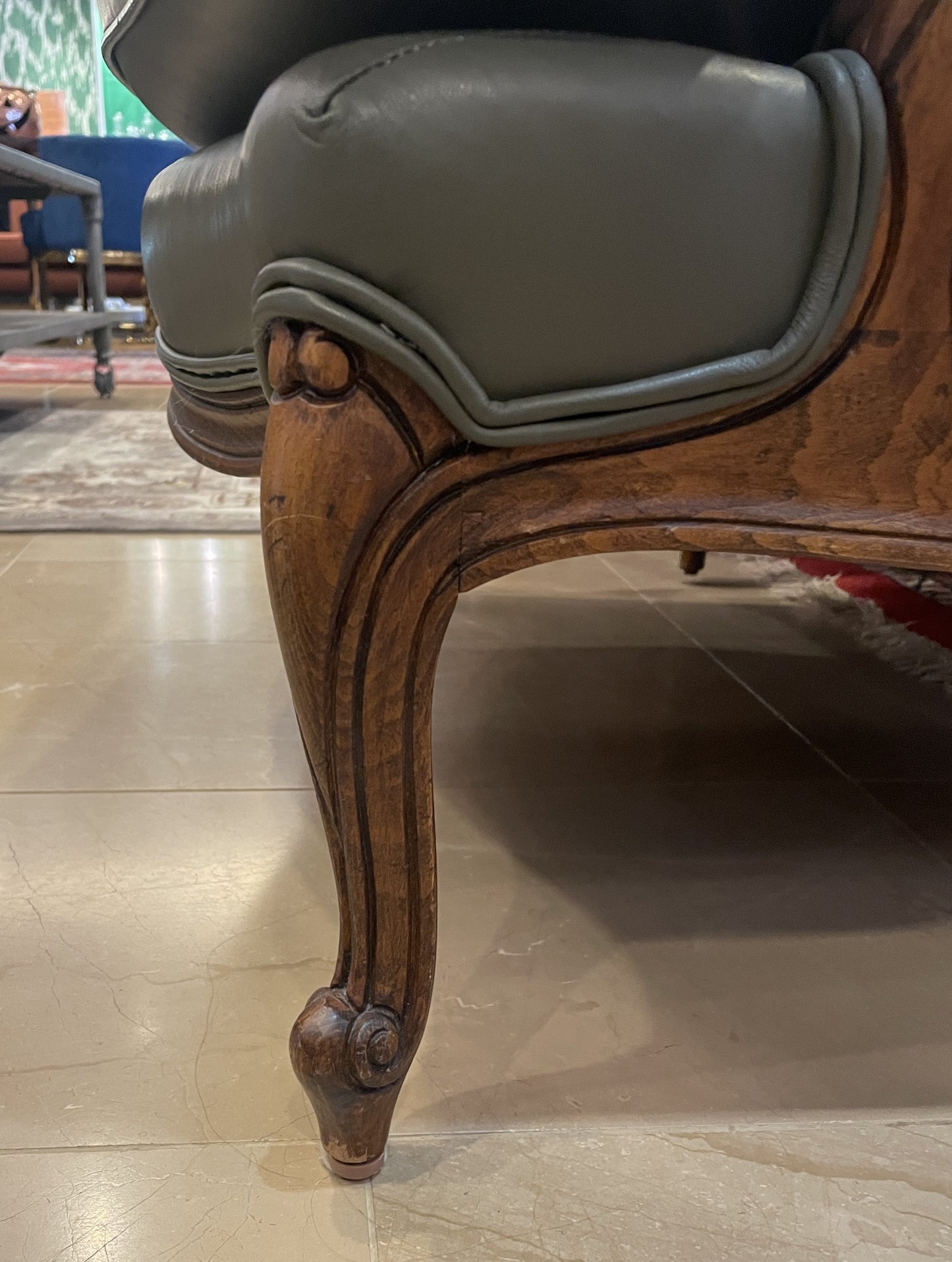 Ethan Allen Versailles Leather Bergère Chair (Two Available) (0HS002)