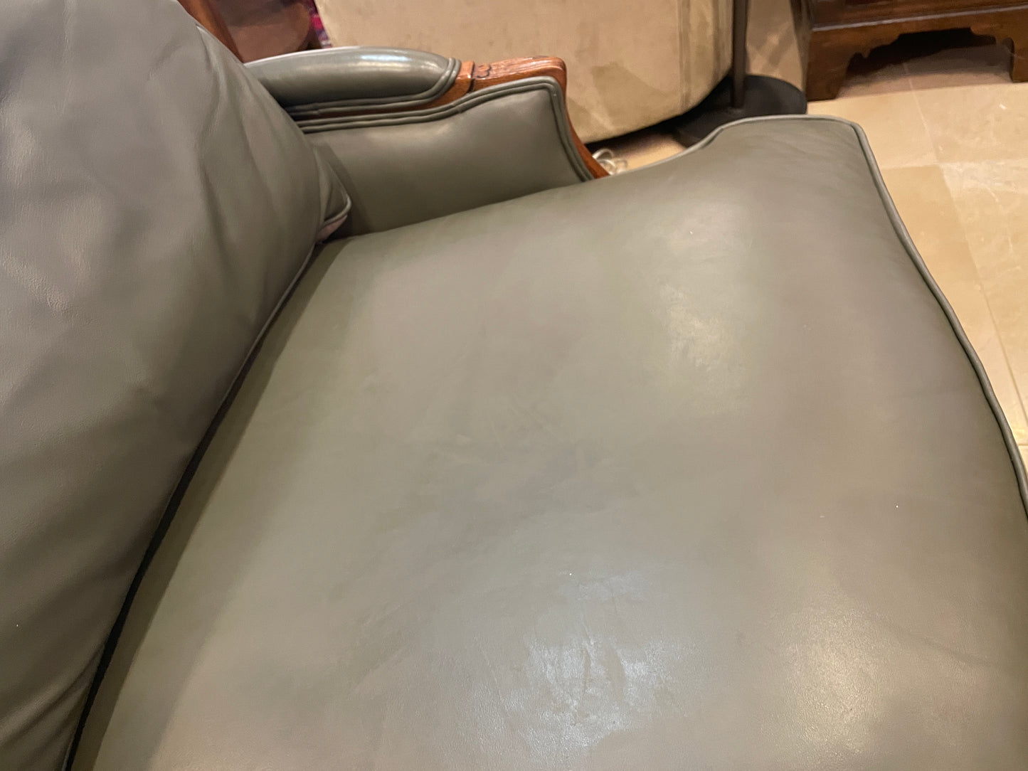 Ethan Allen Versailles Leather Bergère Chair (Two Available) (0HS002)