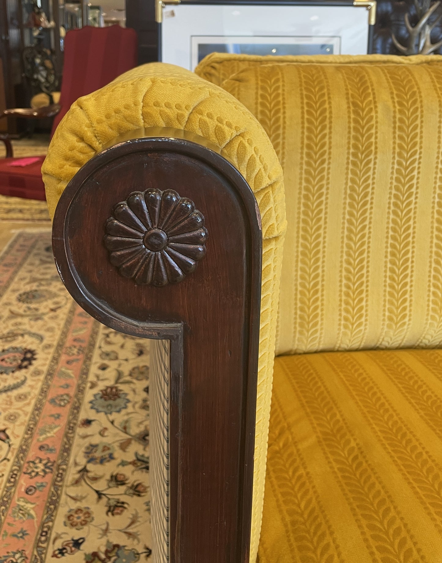 Double Sided Custom Sofa in gold damask (0HP00C)