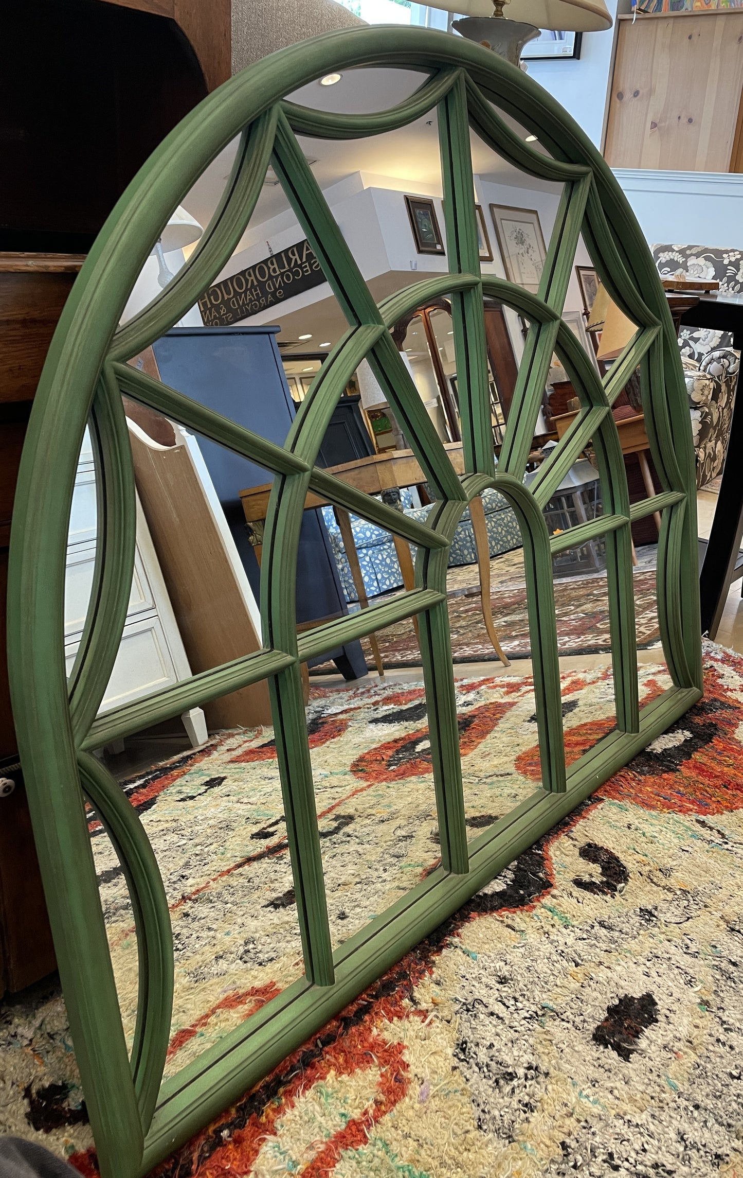 Ballard Designs Farmhouse Domed Mirror in Green (0DN003)