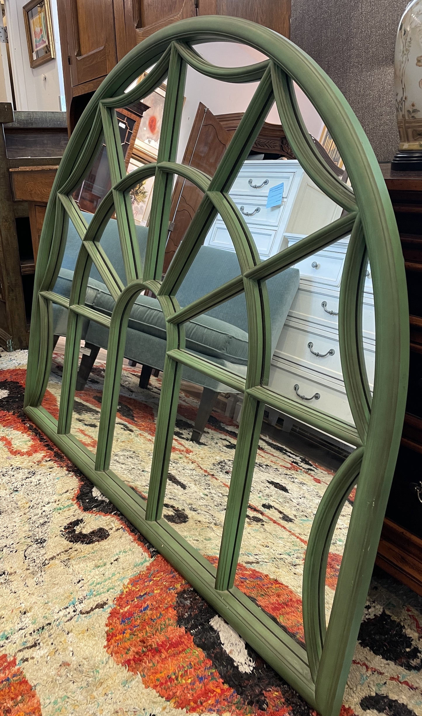 Ballard Designs Farmhouse Domed Mirror in Green (0DN003)