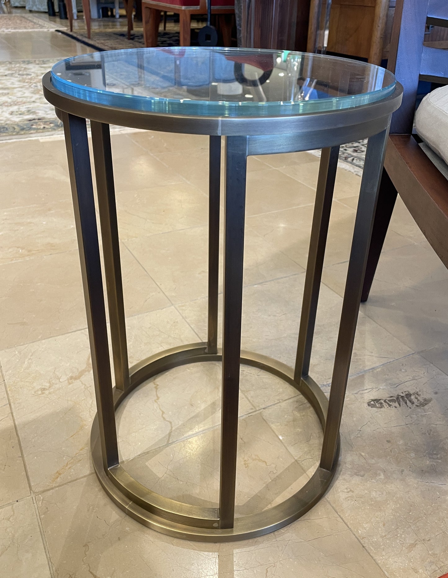Italian Burnished Brass and Glass End Table (01B021)