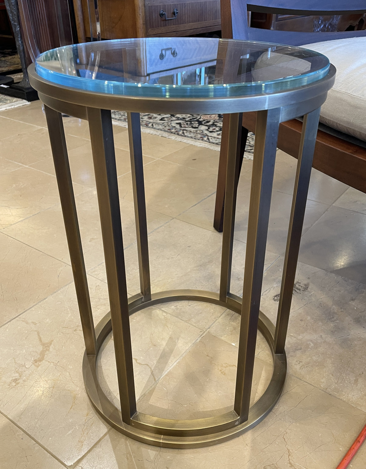 Italian Burnished Brass and Glass End Table (01B021)