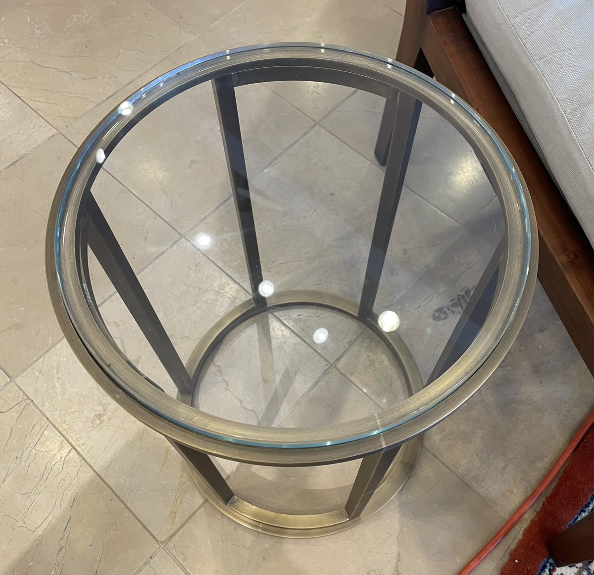 Italian Burnished Brass and Glass End Table (01B021)