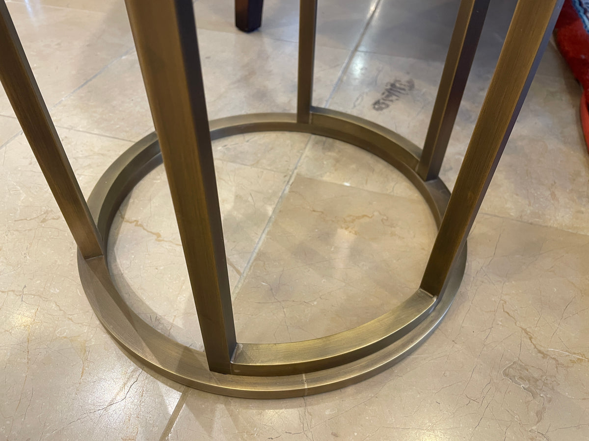 Italian Burnished Brass and Glass End Table (01B021)