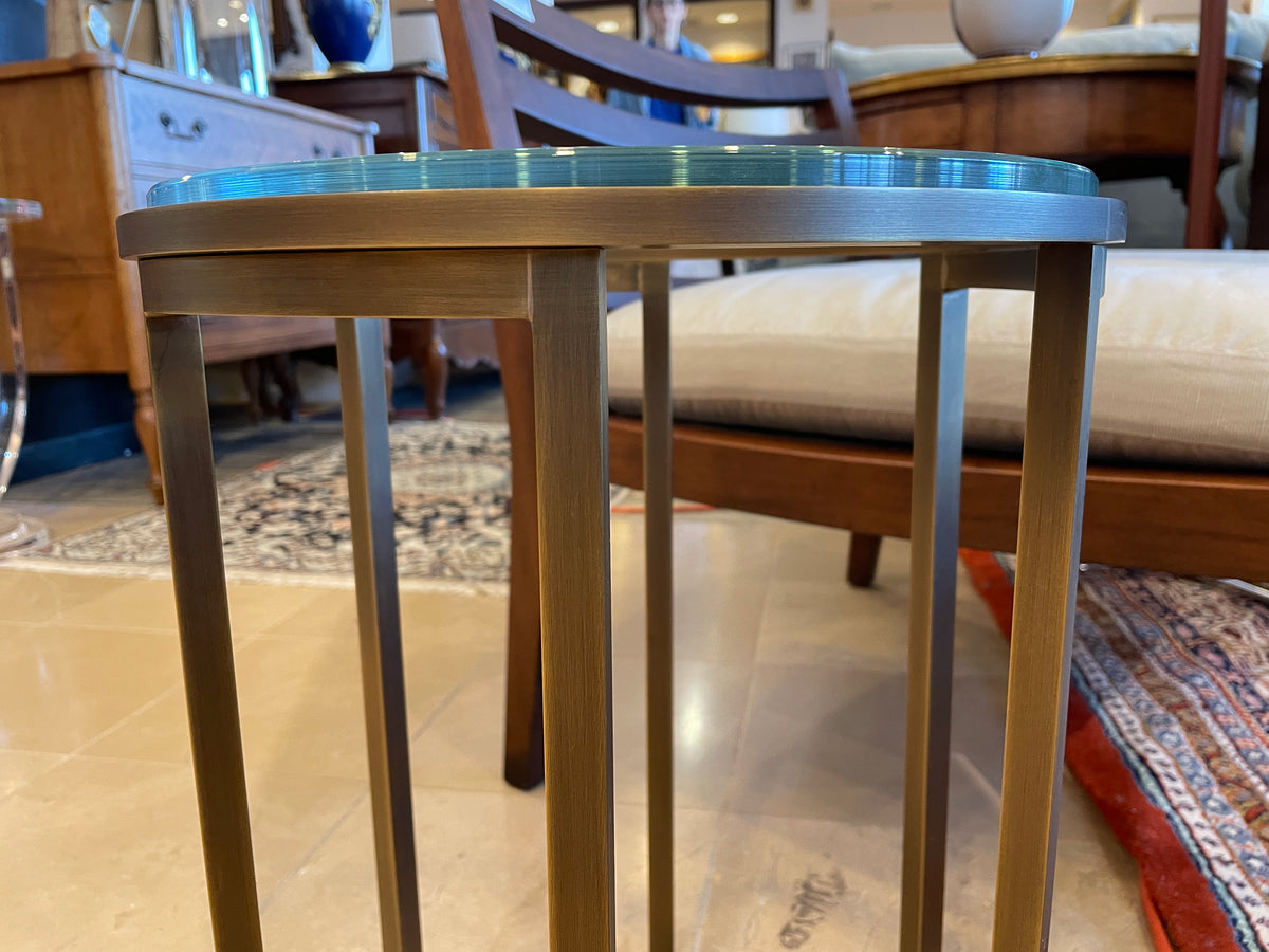 Italian Burnished Brass and Glass End Table (01B021)