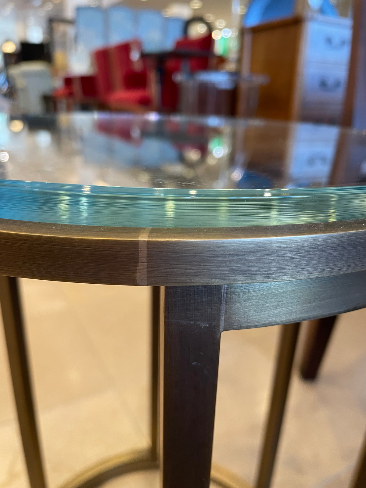 Italian Burnished Brass and Glass End Table (01B021)