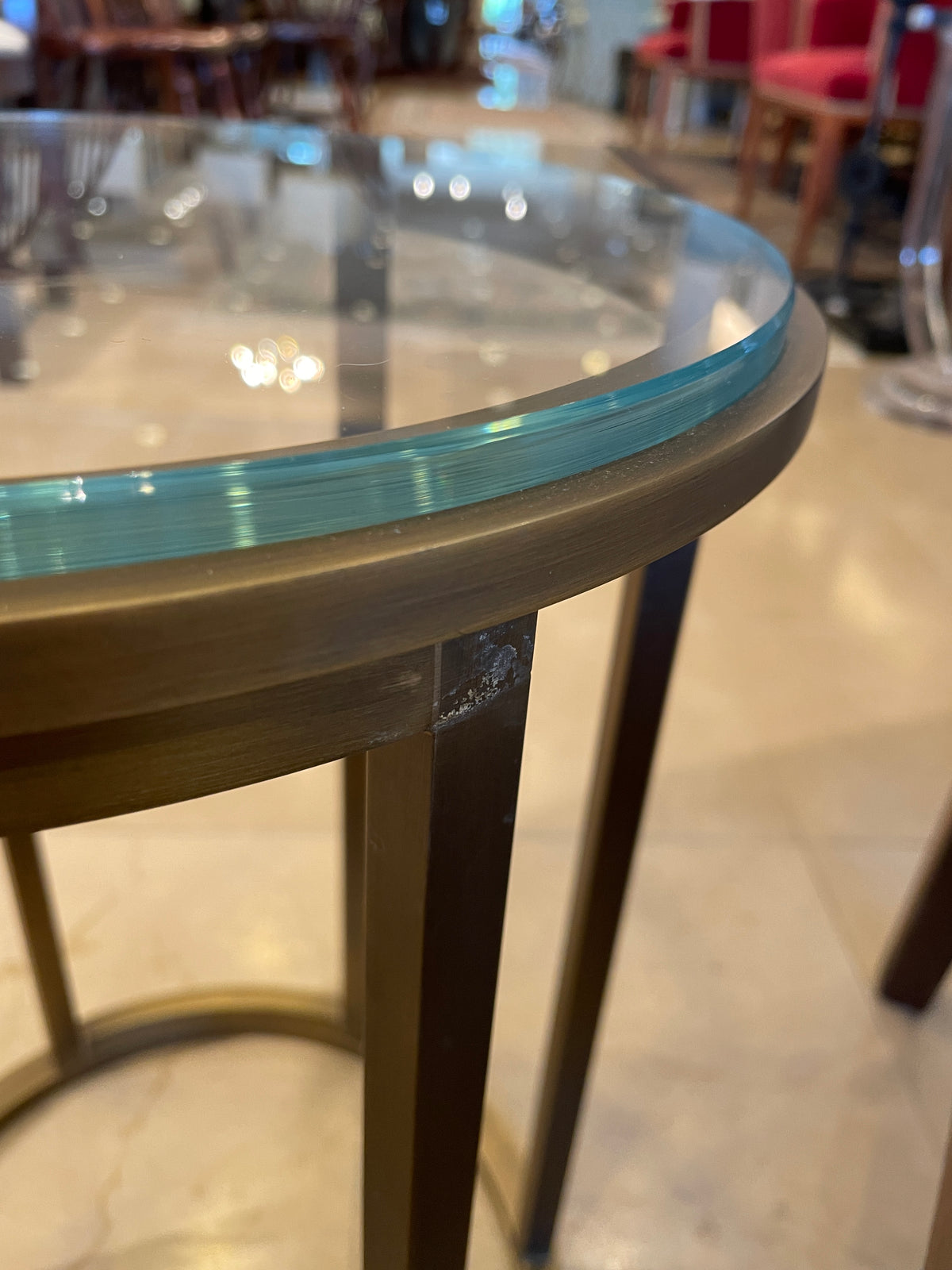Italian Burnished Brass and Glass End Table (01B021)