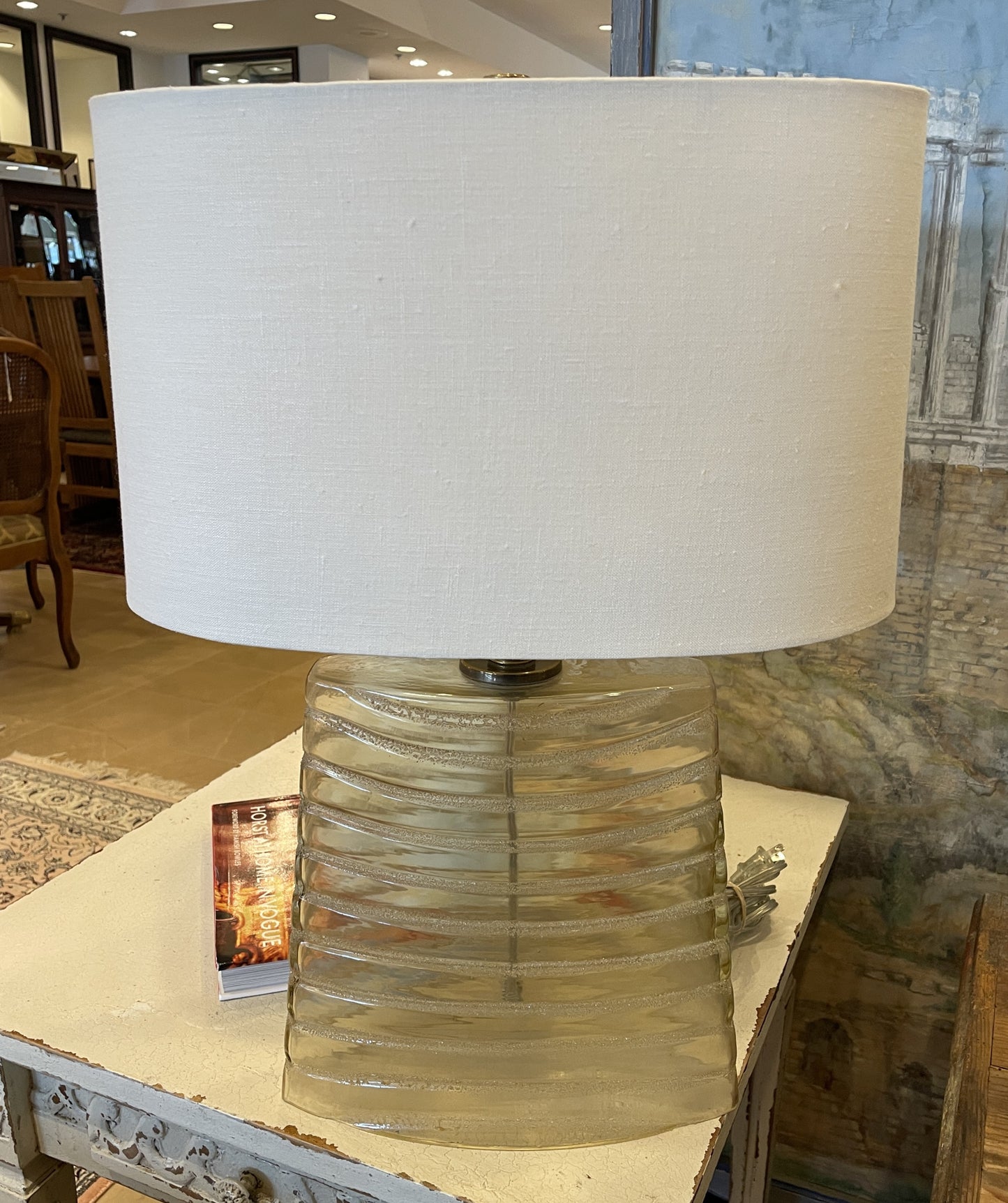 Robert Abbey Sand Blast Glass Lamp in Amber (Two available 01B022 01B023)