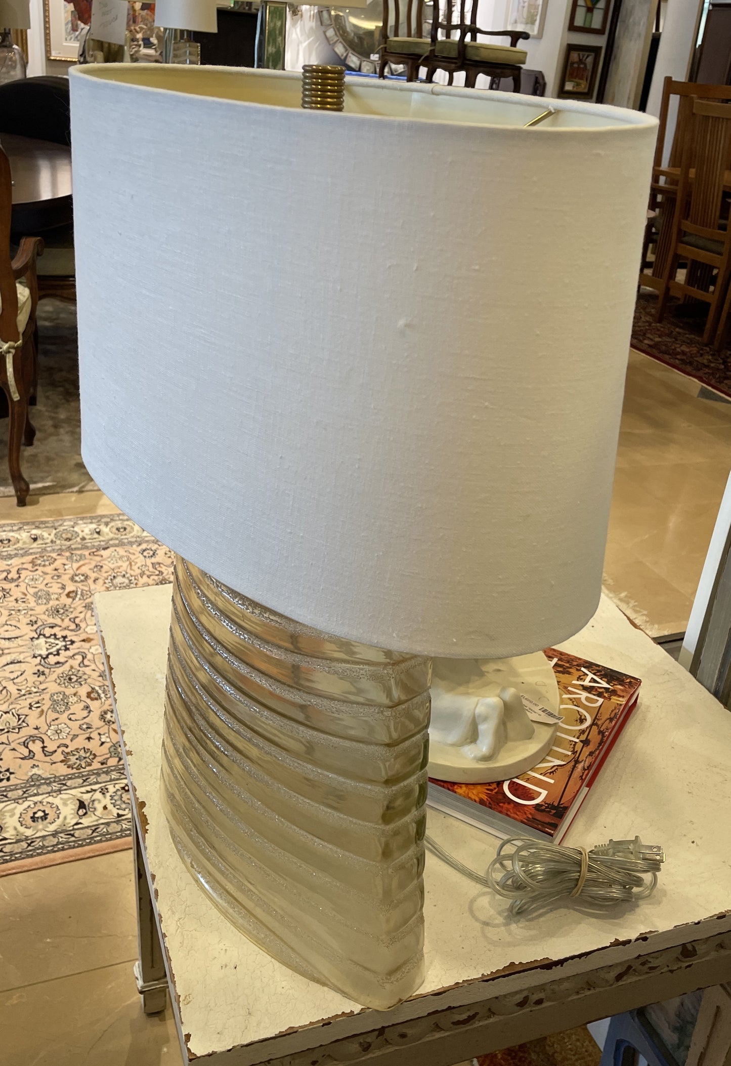 Robert Abbey Sand Blast Glass Lamp in Amber (Two available 01B022 01B023)