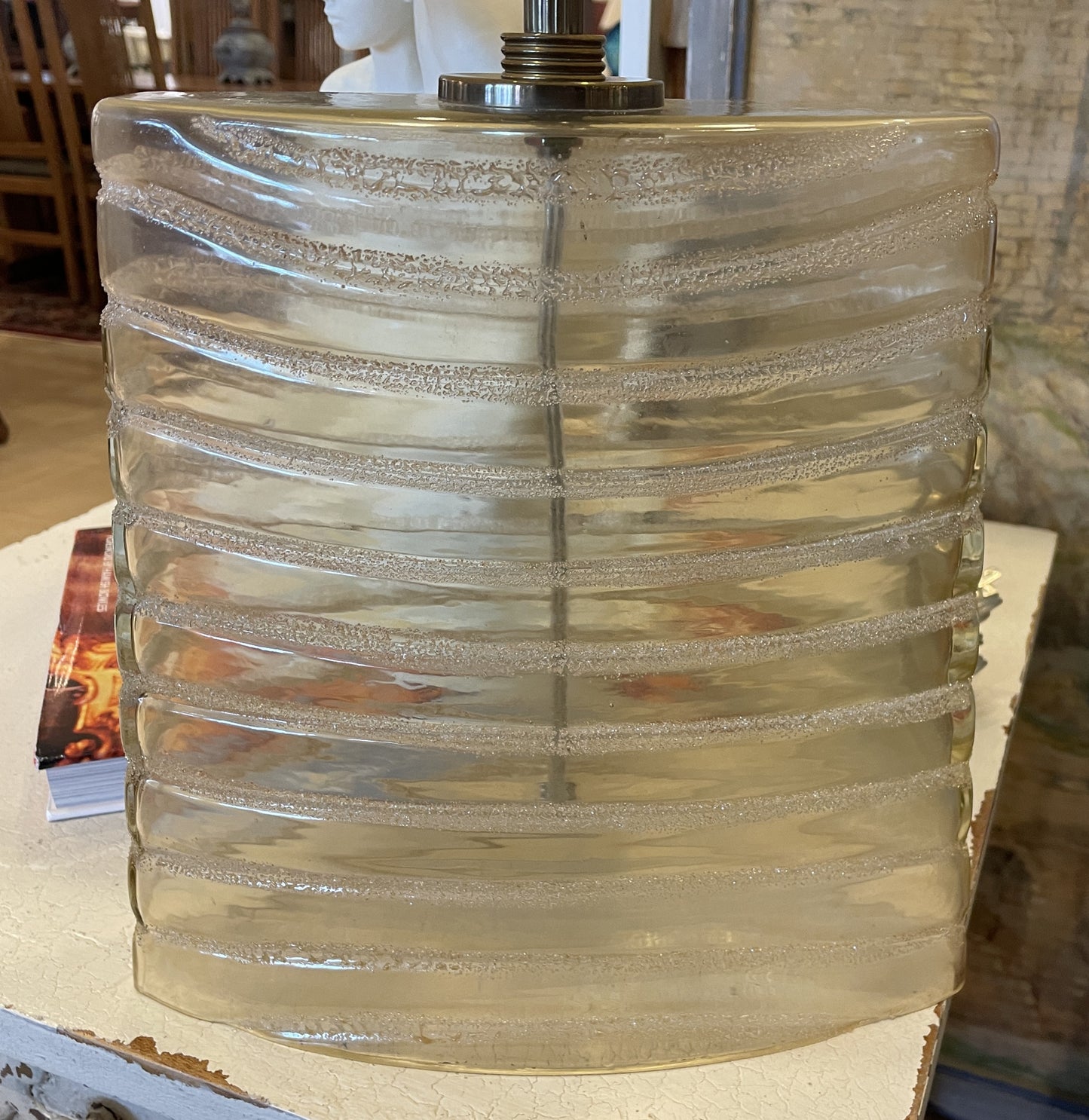 Robert Abbey Sand Blast Glass Lamp in Amber (Two available 01B022 01B023)
