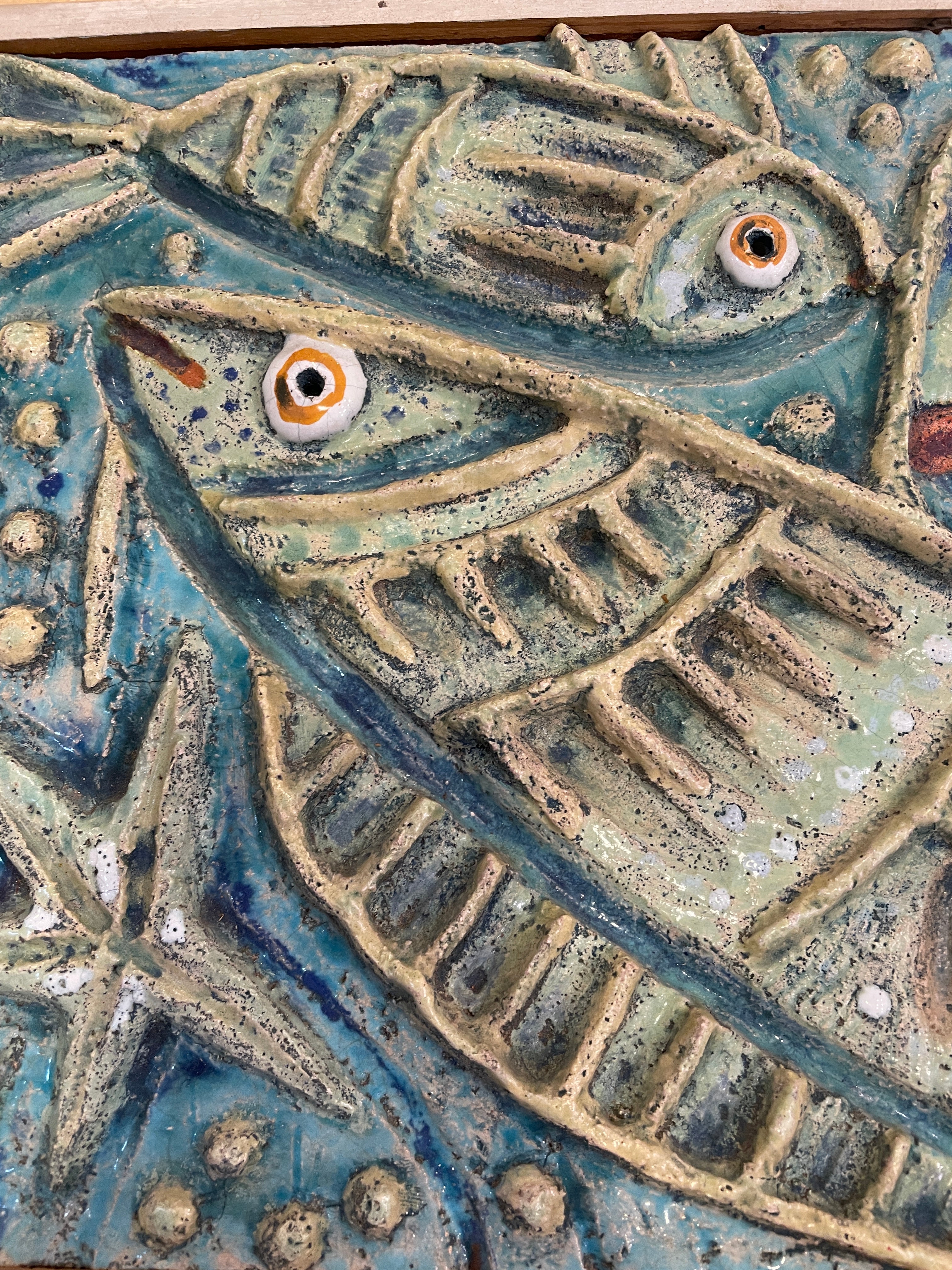 Panos Valsamaki セラミック・ウォールパネル Panos Valsamakis (Greece, 1900-1986) Relief Ceramic Fish Tiles