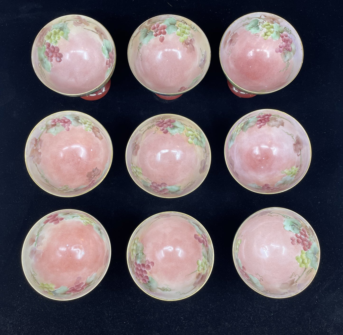 Hand Painted Porcelain Punch Bowl with Cups, Antique (0HU00E)