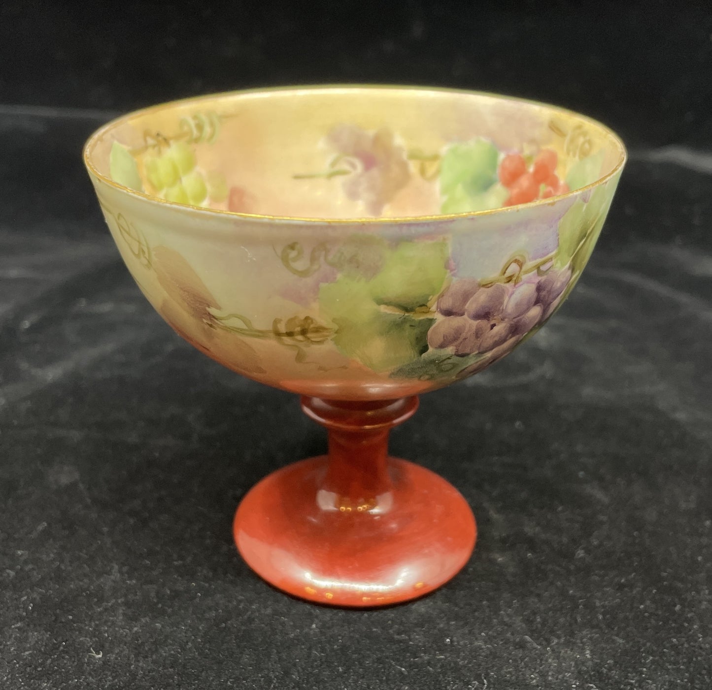 Hand Painted Porcelain Punch Bowl with Cups, Antique (0HU00E)