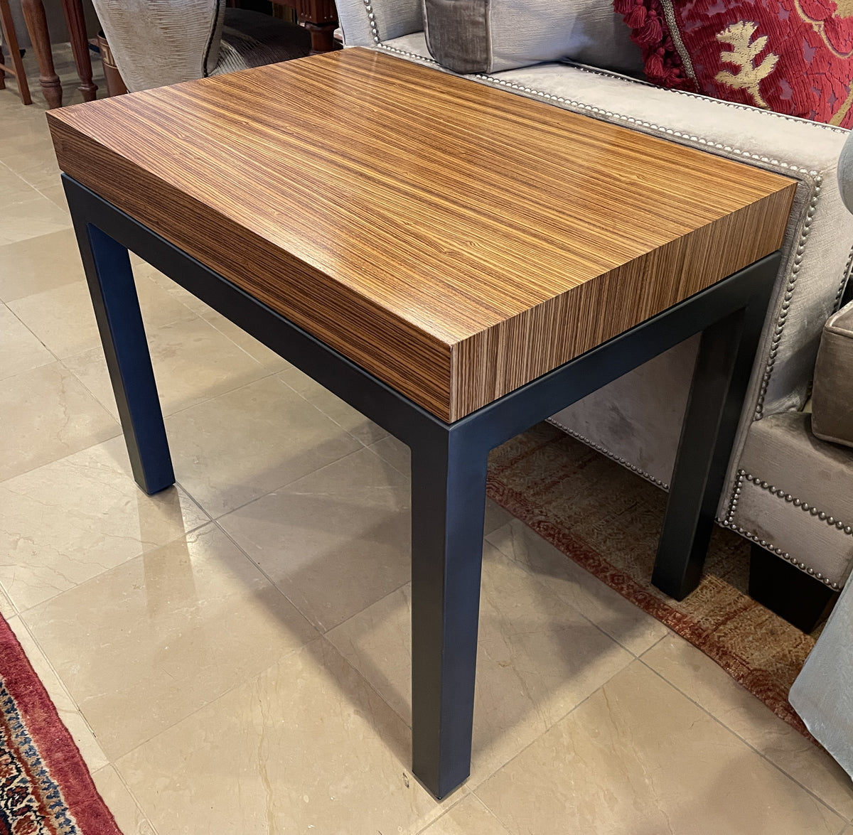 Macassar Ebony and Iron End Table, AS IS (01B035)
