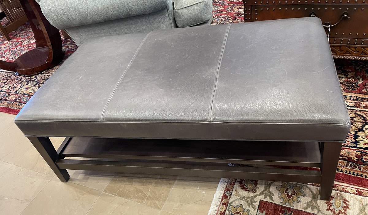 Crate and Barrel Leather Ottoman or Cocktail Table (01B027)