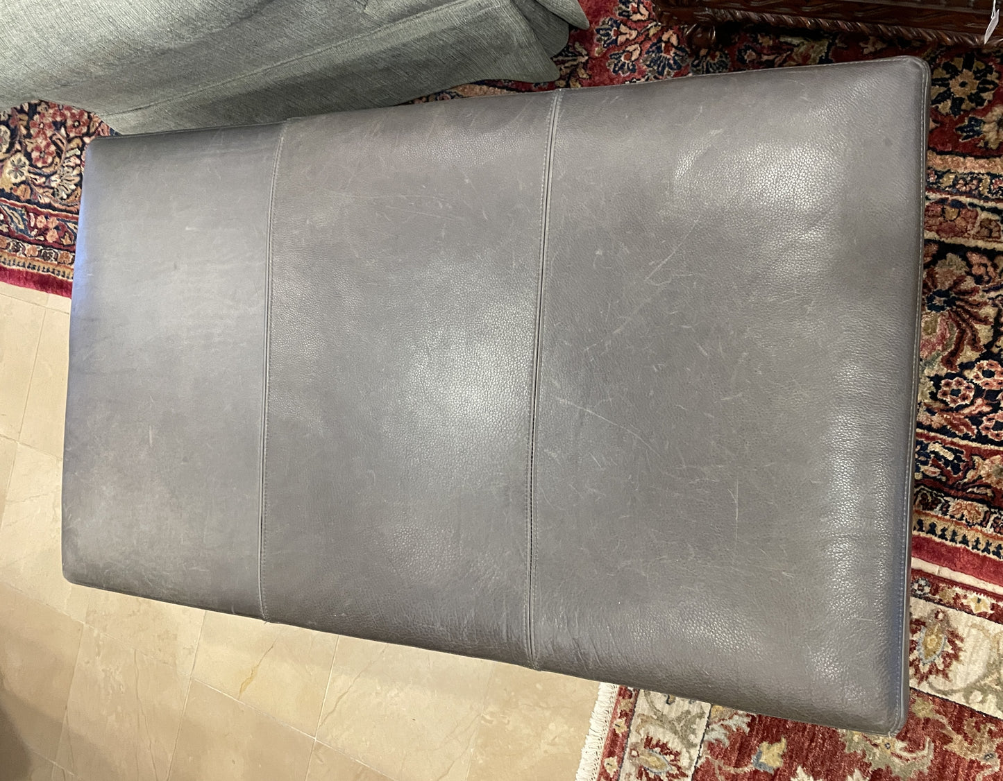 Crate and Barrel Leather Ottoman or Cocktail Table (01B027)