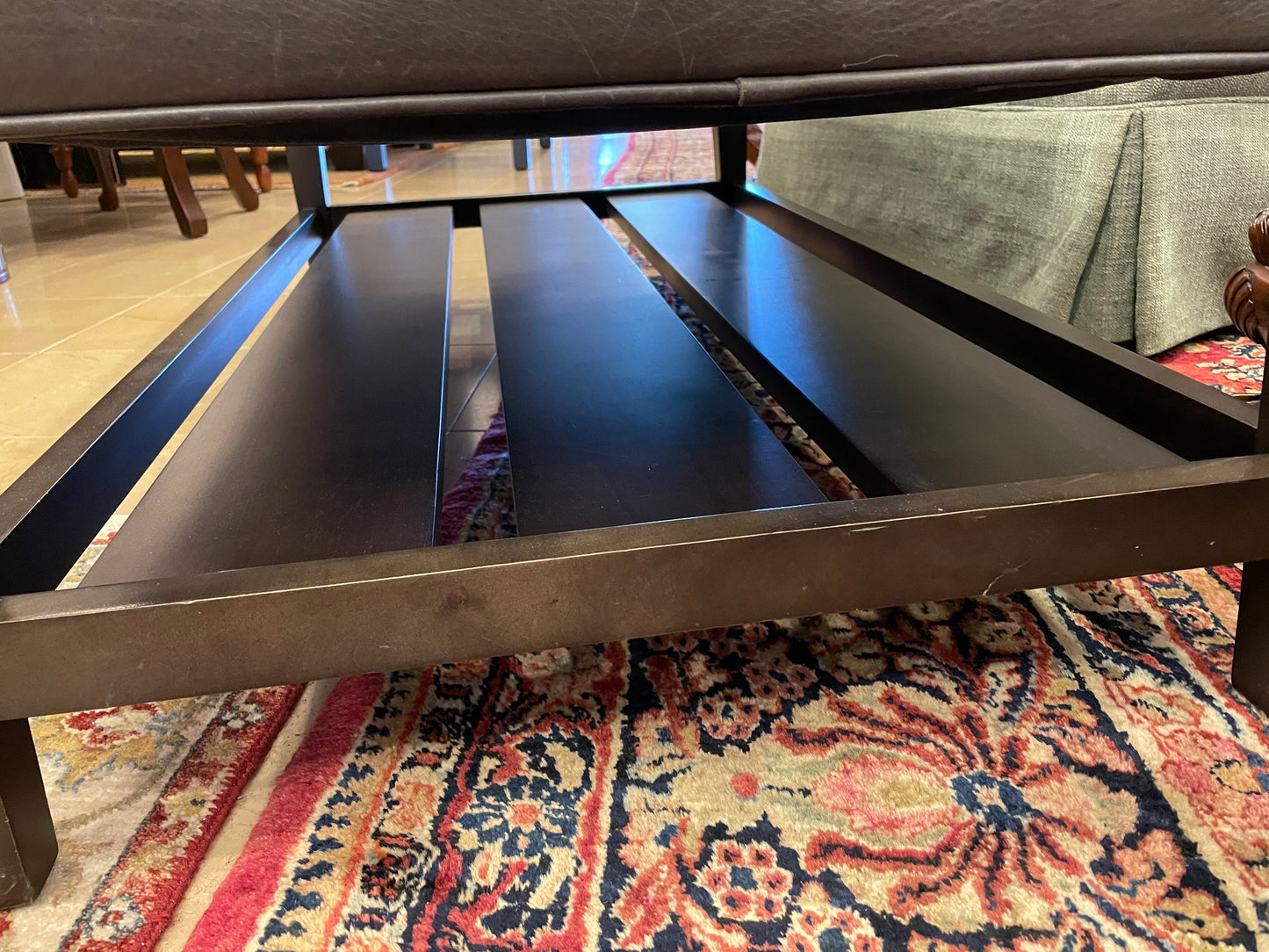 Crate and Barrel Leather Ottoman or Cocktail Table (01B027)