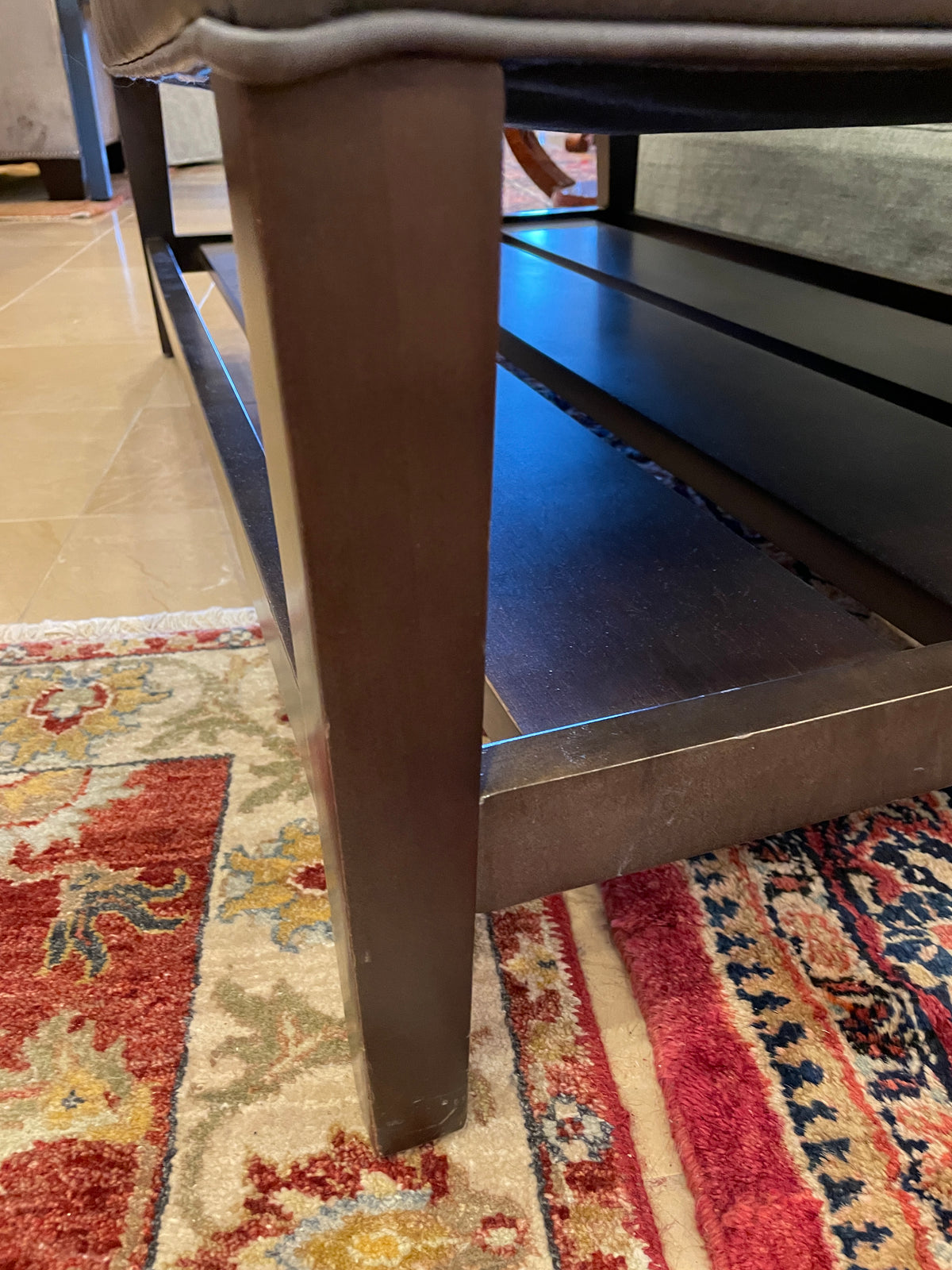 Crate and Barrel Leather Ottoman or Cocktail Table (01B027)