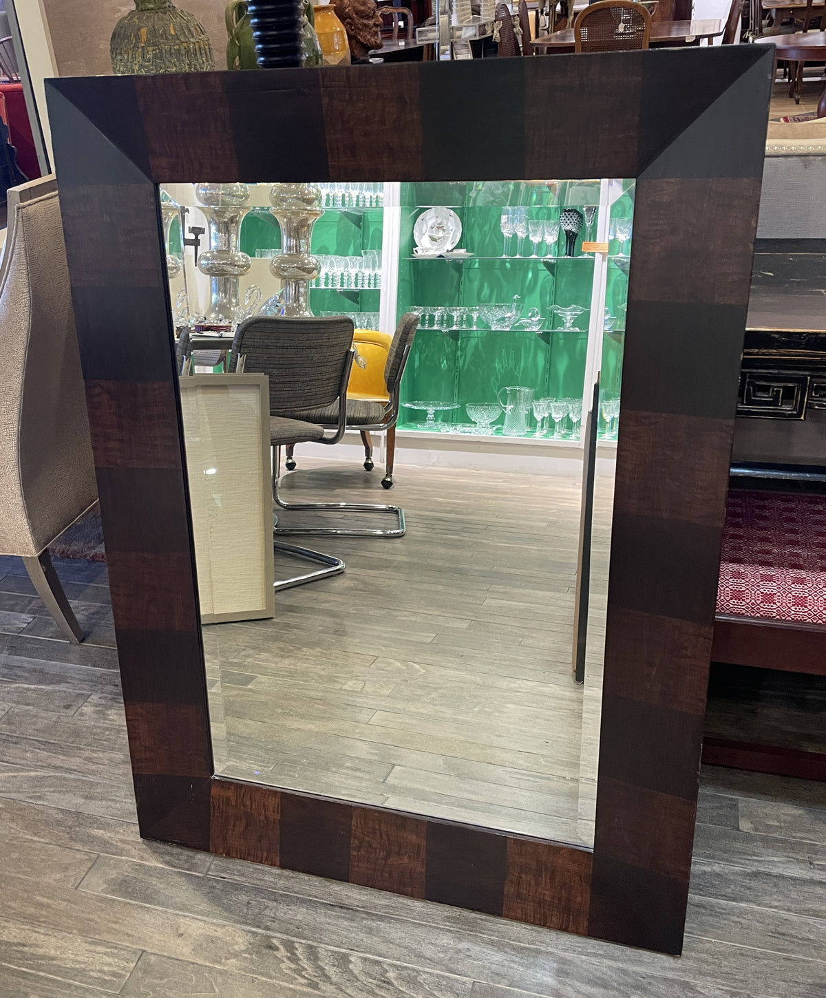 Dual Toned Beveled Wooden Framed Mirror, AS IS (01B02J)