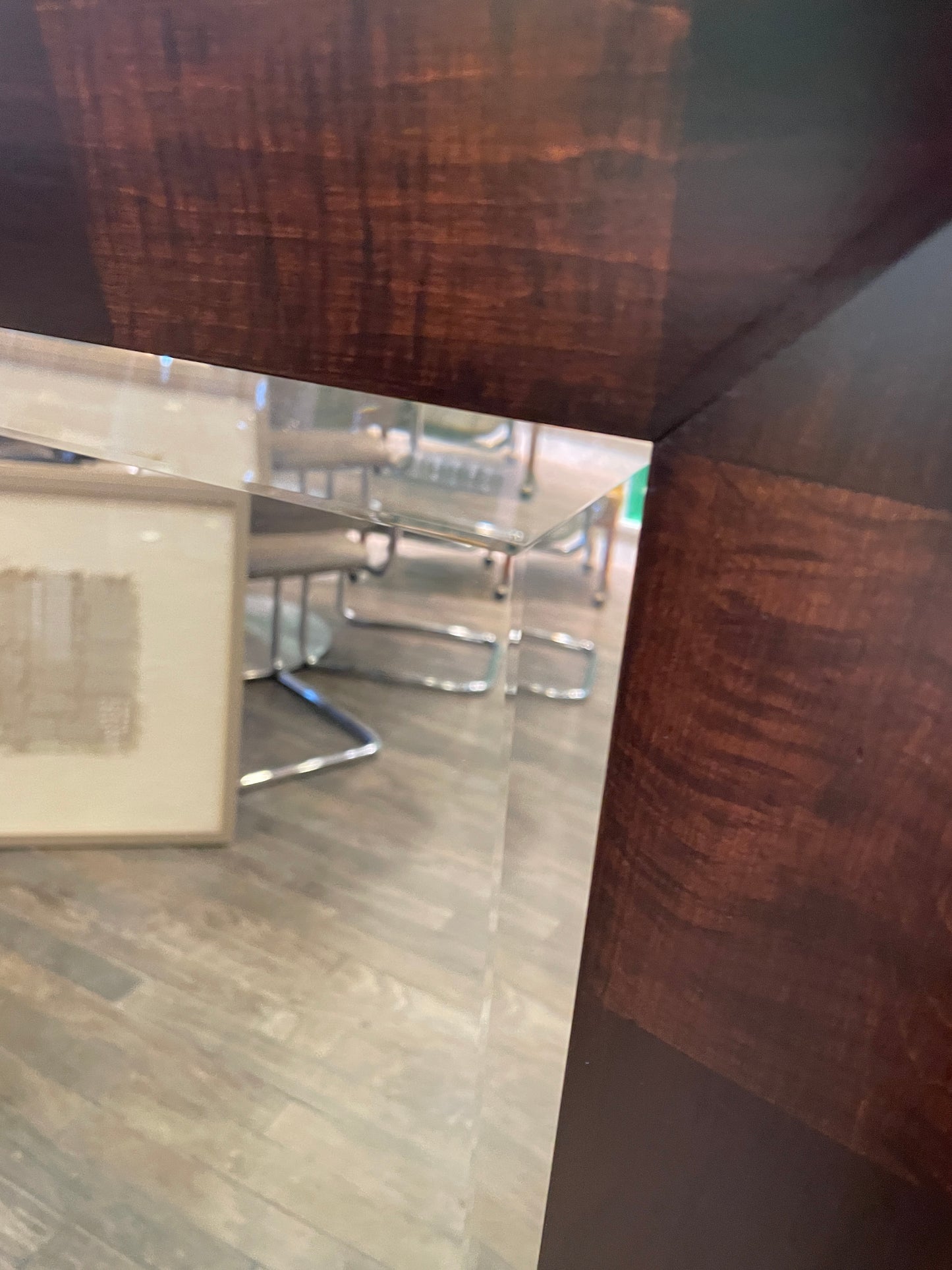 Dual Toned Beveled Wooden Framed Mirror, AS IS (01B02J)