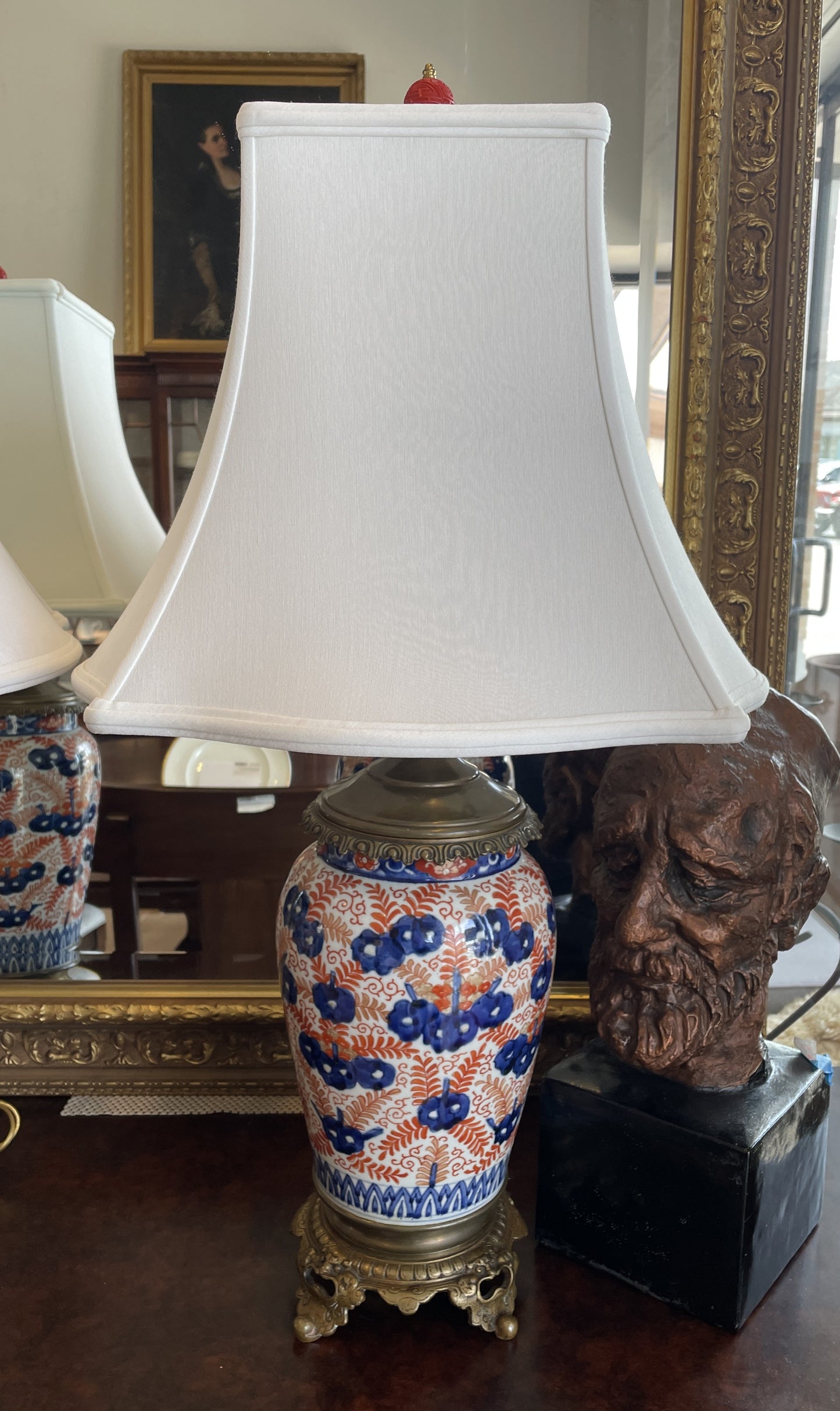 Antique 19th Century Japanese Imari Table Lamps Mounted on Bronze, a pair (05B00A)