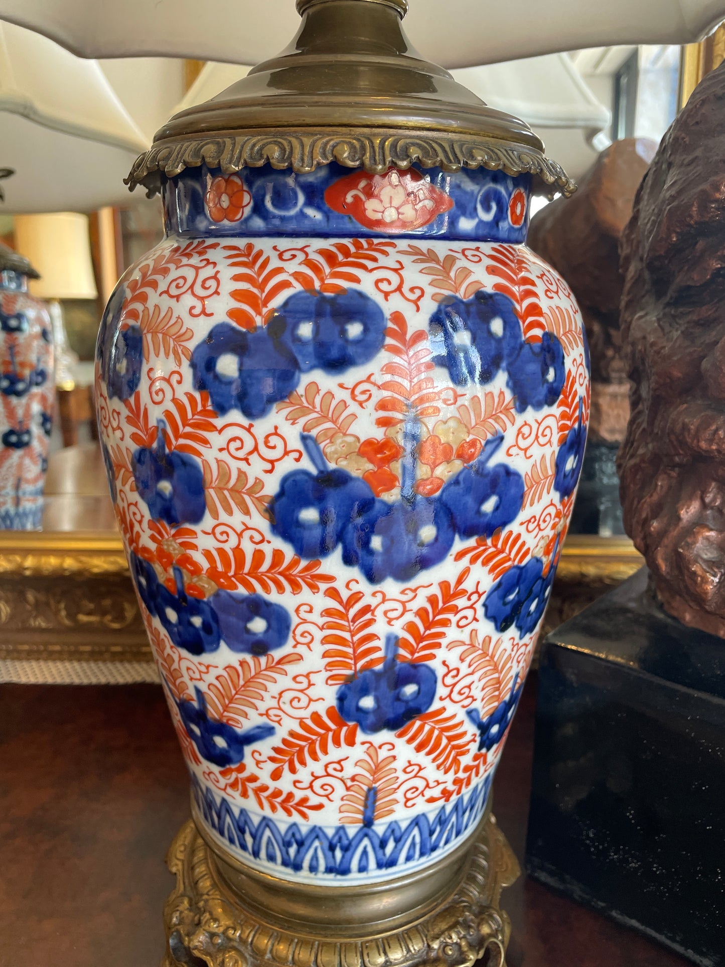 Antique 19th Century Japanese Imari Table Lamps Mounted on Bronze, a pair (05B00A)
