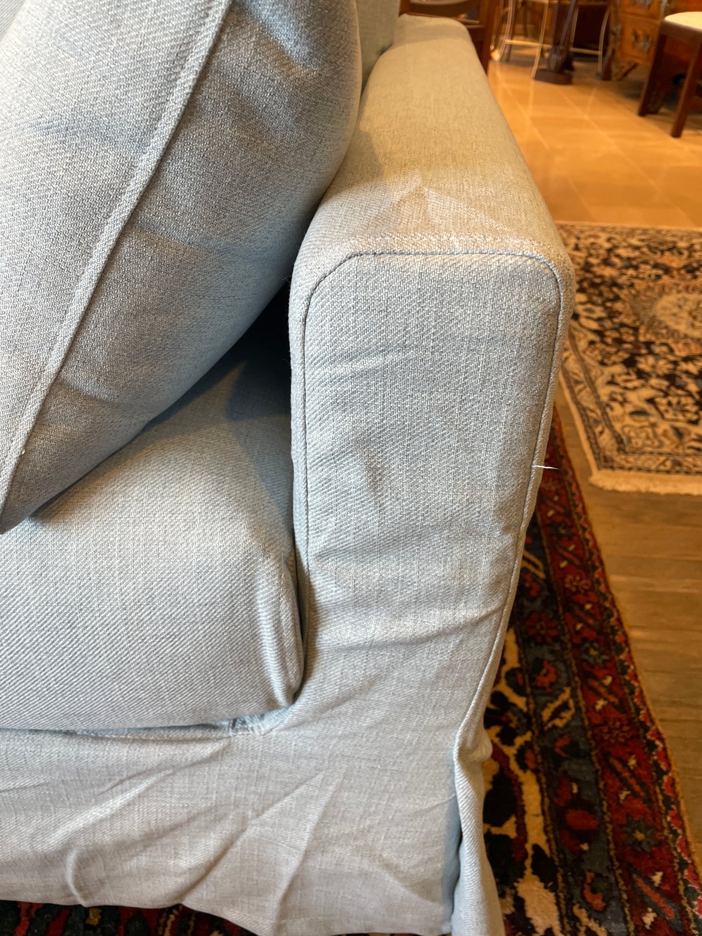 Blue Linen Sleeper Sofa (01B02U)