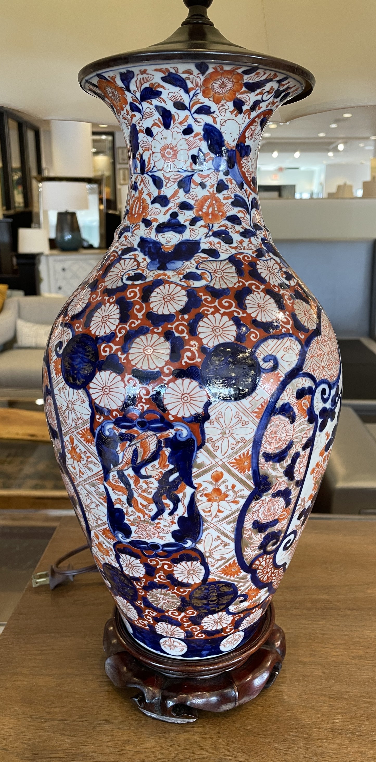 Antique 19th Century Japanese Imari Vase Mounted on Bronze Table Lamps, a pair (05B00B)