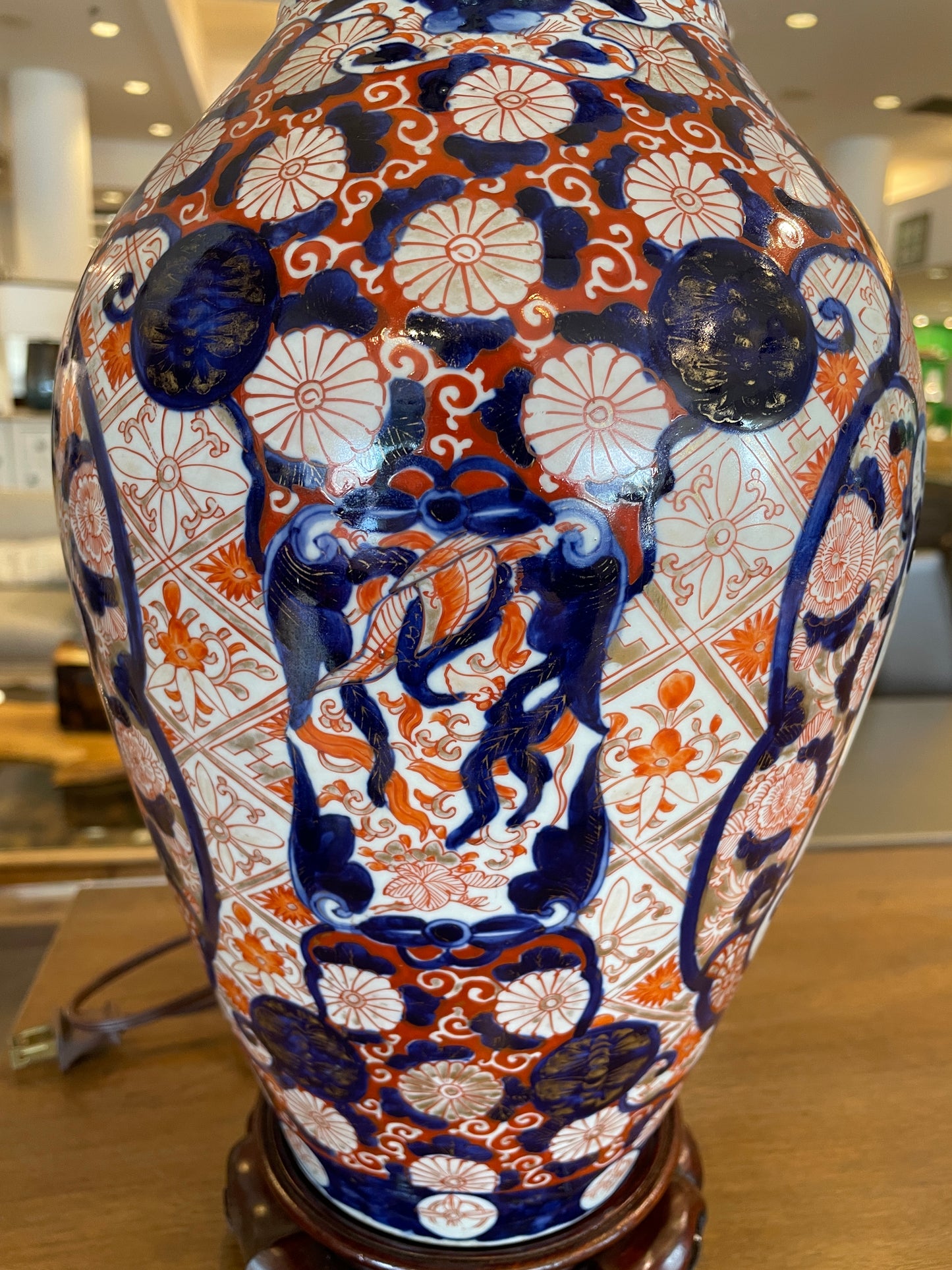 Antique 19th Century Japanese Imari Vase Mounted on Bronze Table Lamps, a pair (05B00B)