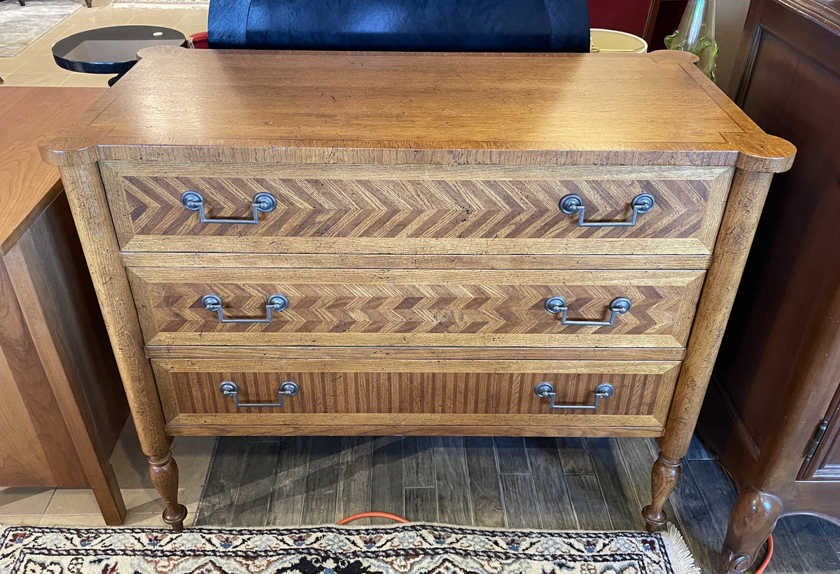 Milling Road Three Drawer Inlayed Chest, AS IS (01B02Z)