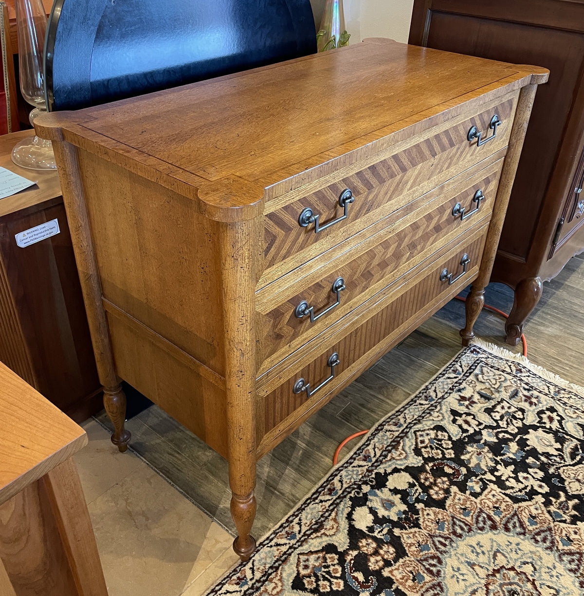 Milling Road Three Drawer Inlayed Chest, AS IS (01B02Z)