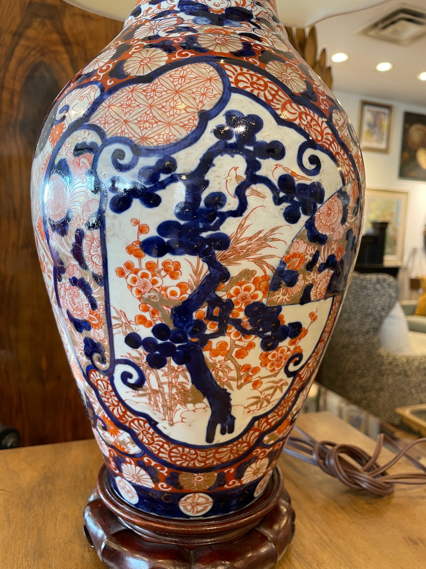 Antique 19th Century Japanese Imari Vase Mounted on Bronze Table Lamps, a pair (05B00B)