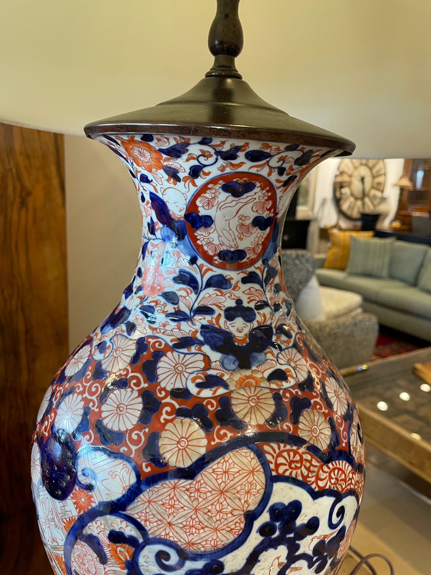 Antique 19th Century Japanese Imari Vase Mounted on Bronze Table Lamps, a pair (05B00B)