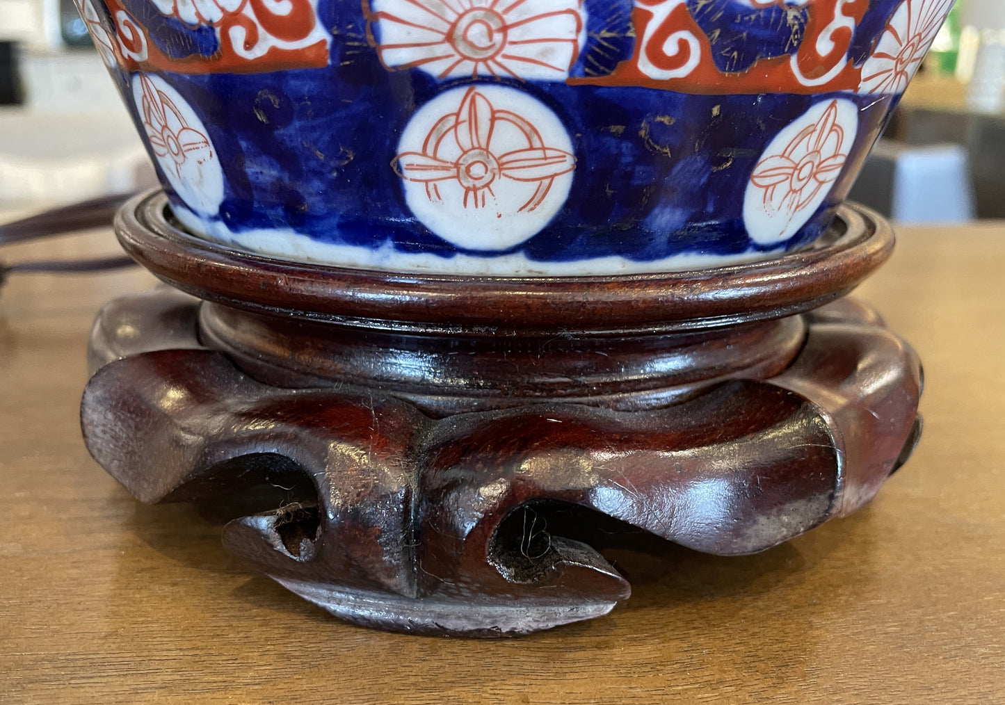 Antique 19th Century Japanese Imari Vase Mounted on Bronze Table Lamps, a pair (05B00B)