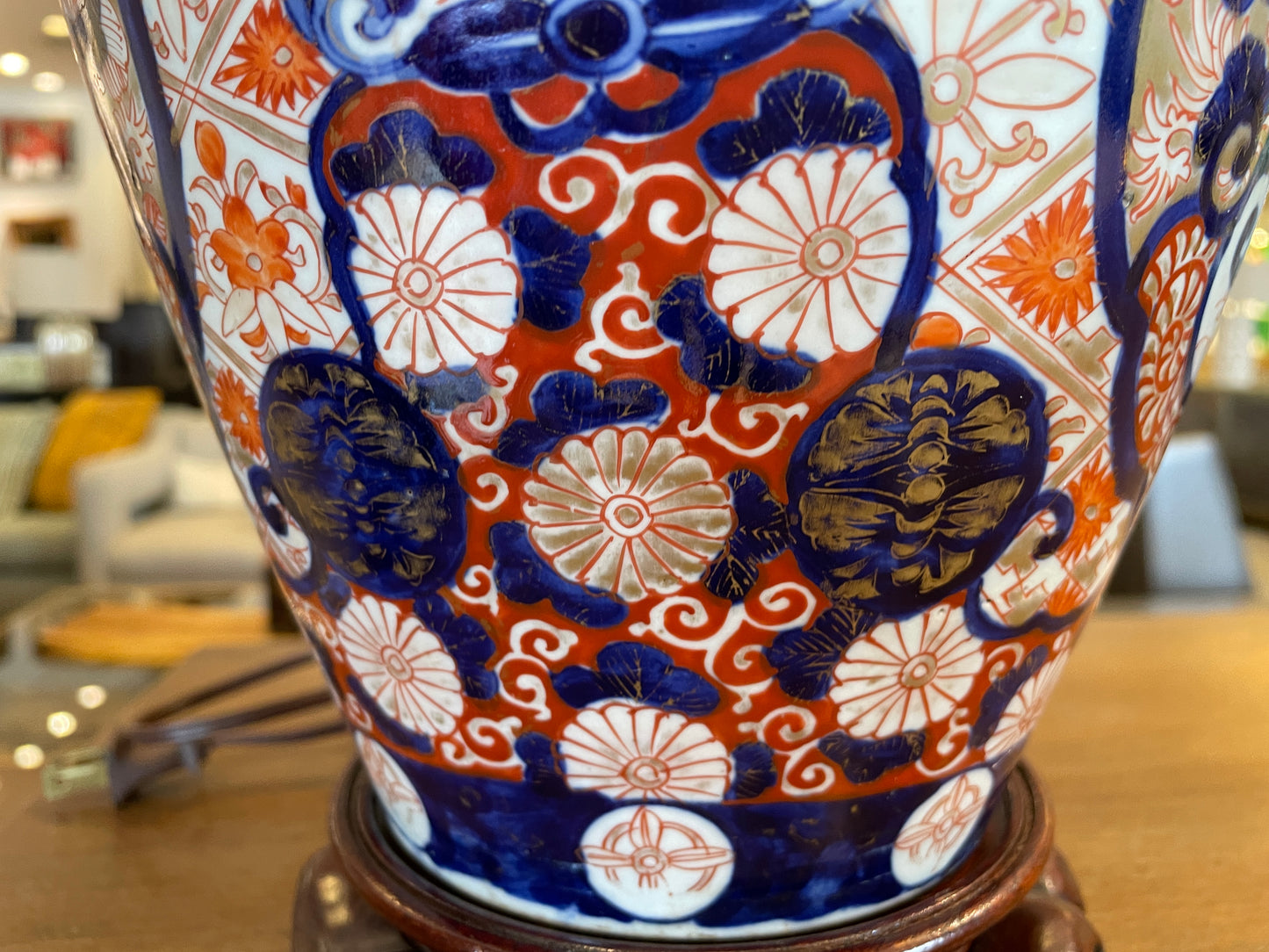 Antique 19th Century Japanese Imari Vase Mounted on Bronze Table Lamps, a pair (05B00B)