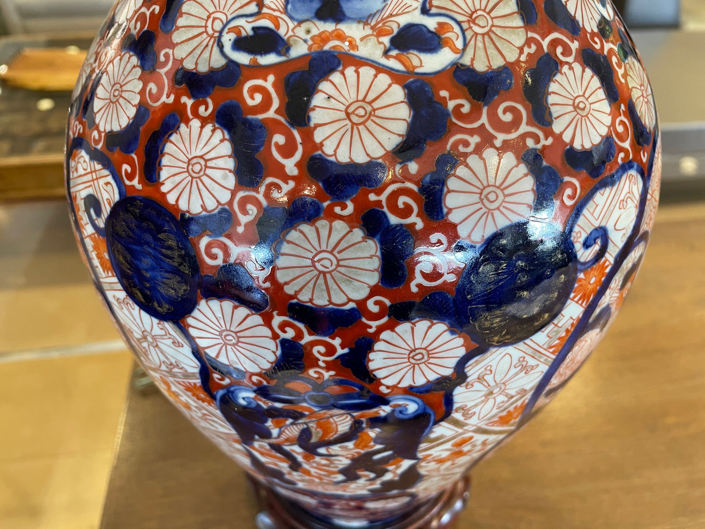 Antique 19th Century Japanese Imari Vase Mounted on Bronze Table Lamps, a pair (05B00B)