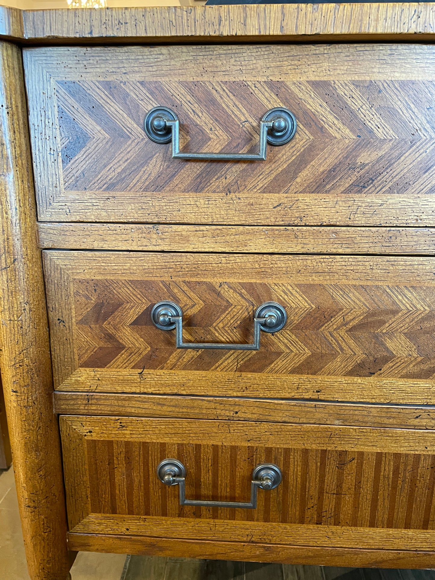 Milling Road Three Drawer Inlayed Chest, AS IS (01B02Z)