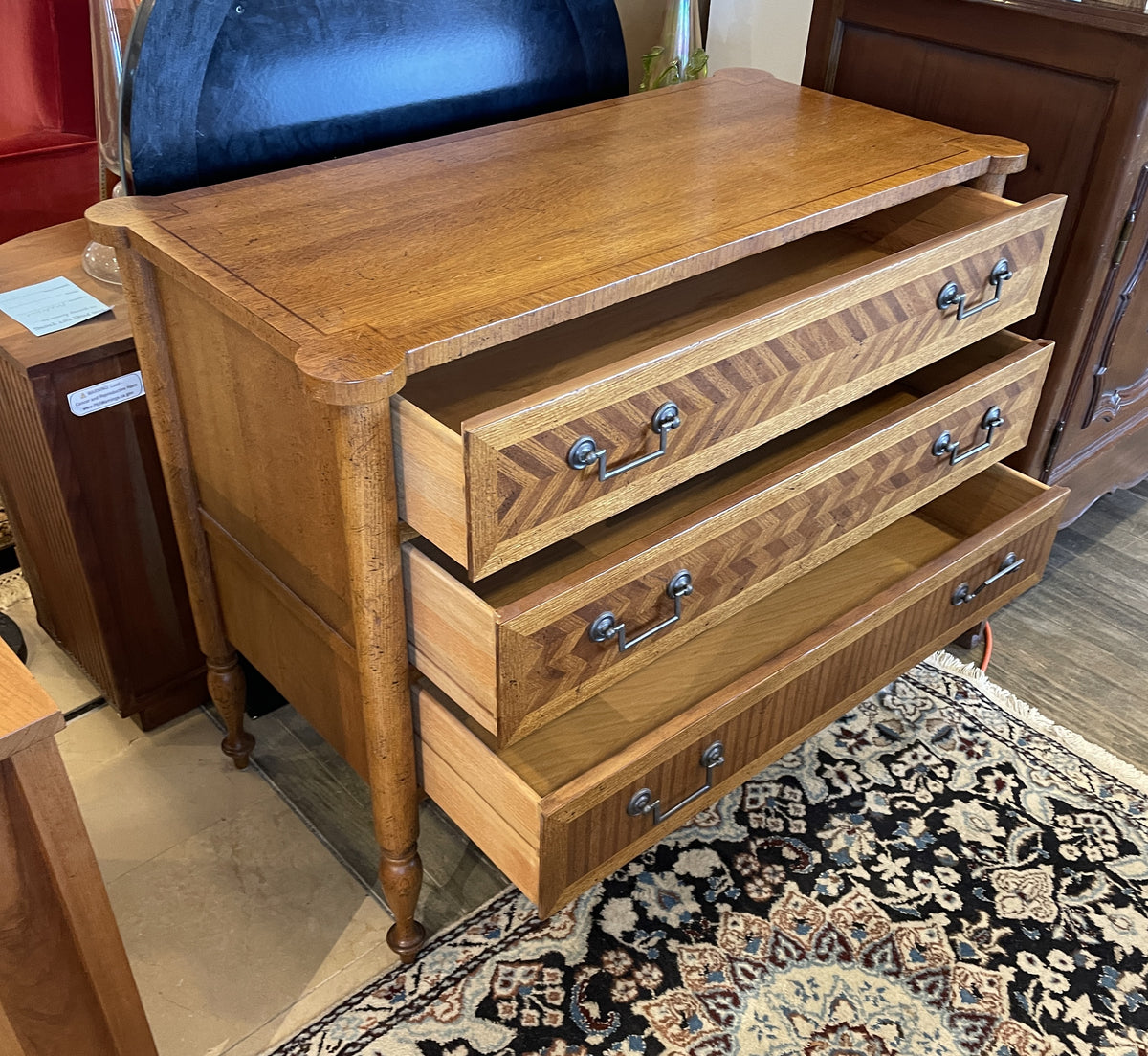 Milling Road Three Drawer Inlayed Chest, AS IS (01B02Z)
