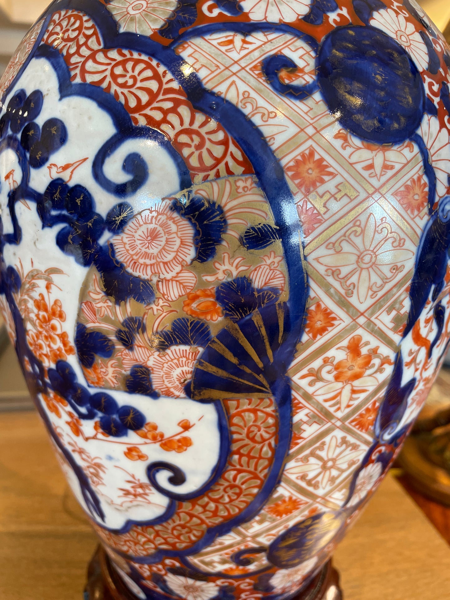 Antique 19th Century Japanese Imari Vase Mounted on Bronze Table Lamps, a pair (05B00B)