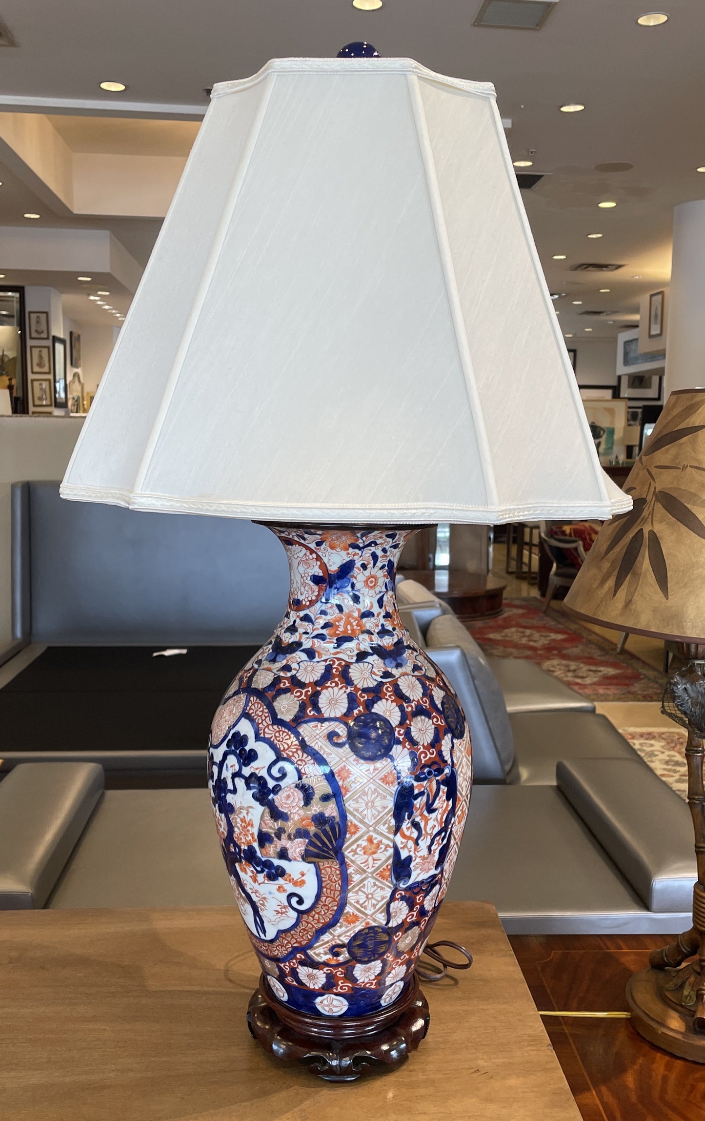 Antique 19th Century Japanese Imari Vase Mounted on Bronze Table Lamps, a pair (05B00B)