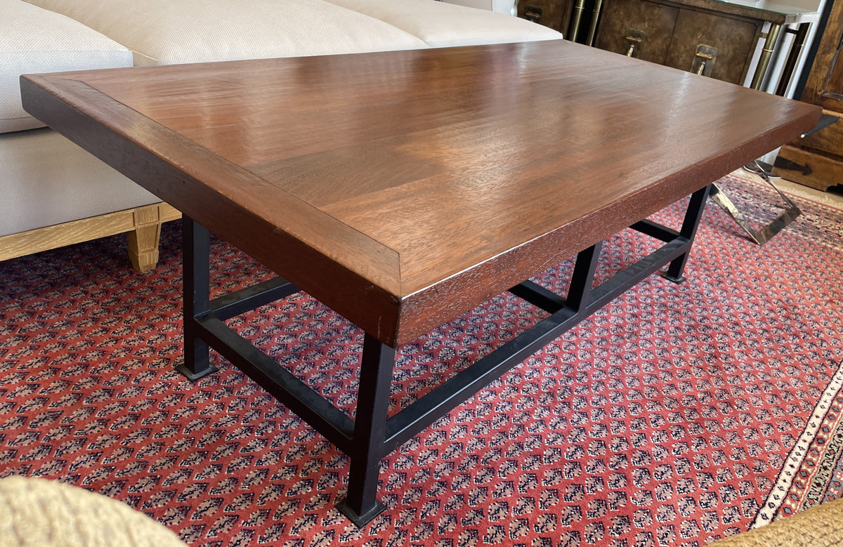 Iron and Plank Wood Coffee Table (01B031)