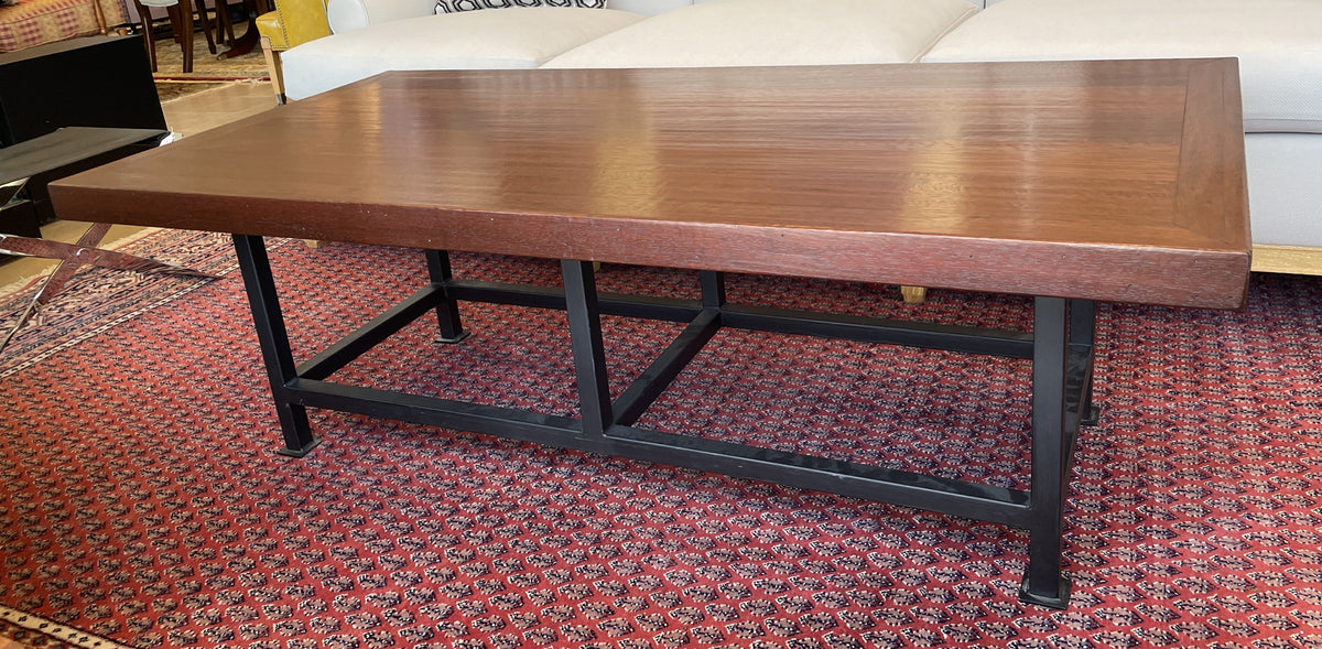 Iron and Plank Wood Coffee Table (01B031)