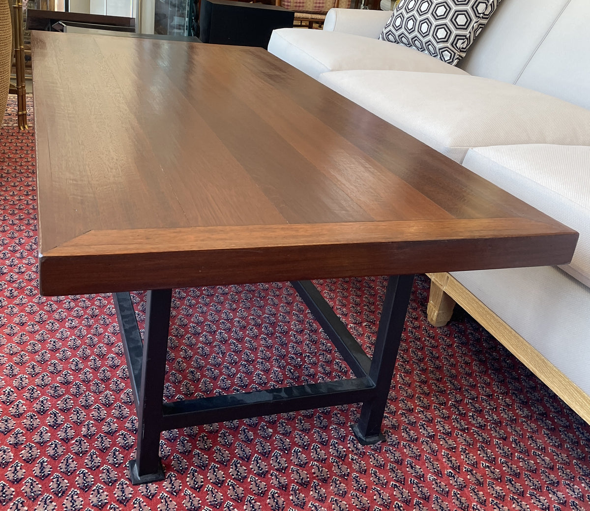 Iron and Plank Wood Coffee Table (01B031)
