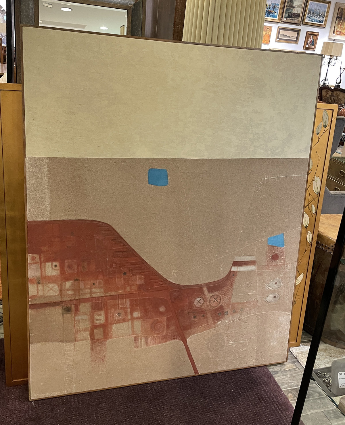 R. Marroquin Neo Expressionist Abstract on Canvas, laid on board (0PD001)